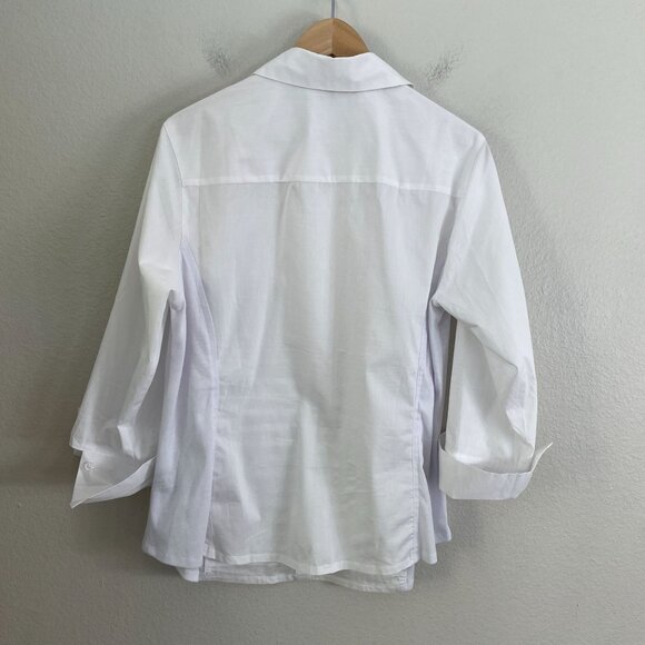 Zag & Rachel Woman Plus 1X White Button Up Pleated Shirt 3/4 Sleeve Blouse - Picture 10 of 11